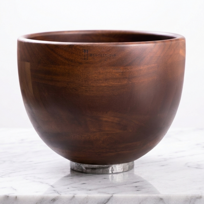 Biscuitique Premium Solid American Walnut Wood Mixing Bowl Compatible with Kitchen Aid Tilt-Head Models 4.5 Quart and 5QT Stand Mixer