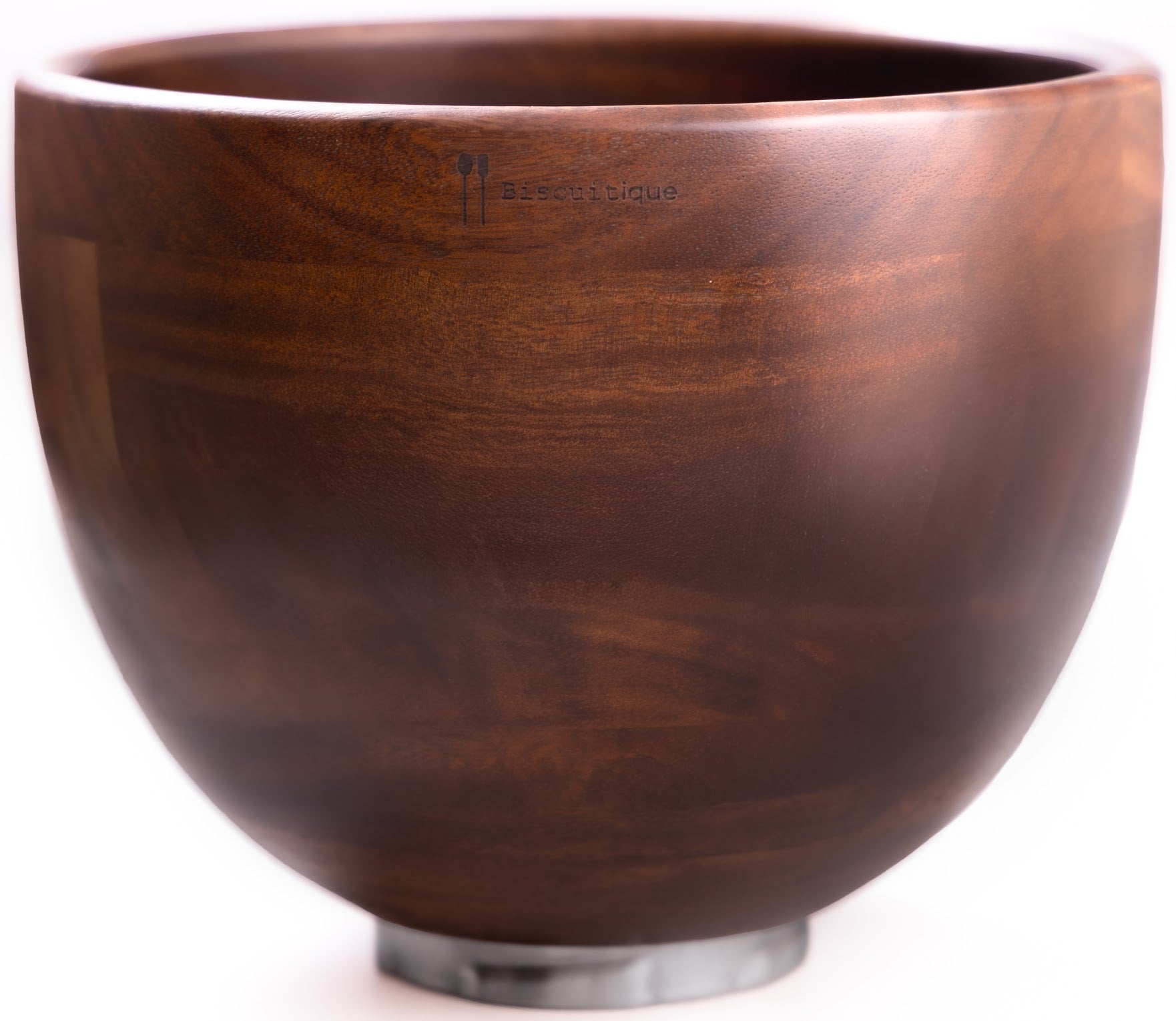 Biscuitique Premium Solid American Walnut Wood Mixing Bowl Compatible with Kitchen Aid Tilt-Head Models 4.5 Quart and 5QT Stand Mixer